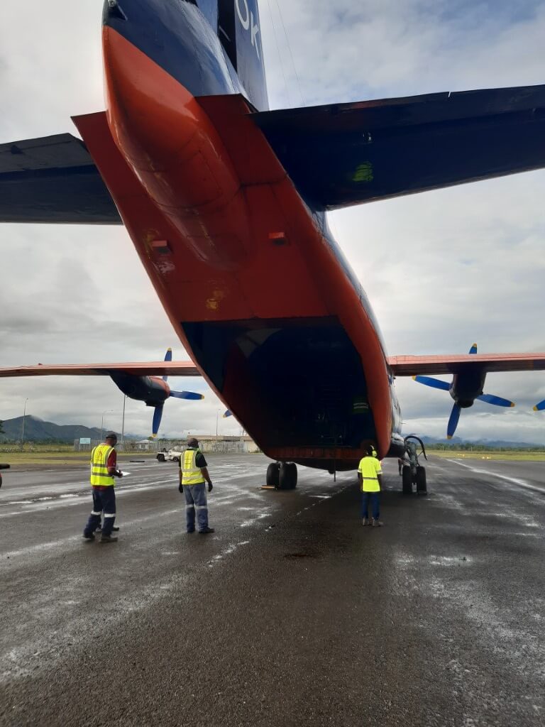 Crew preparing airplane