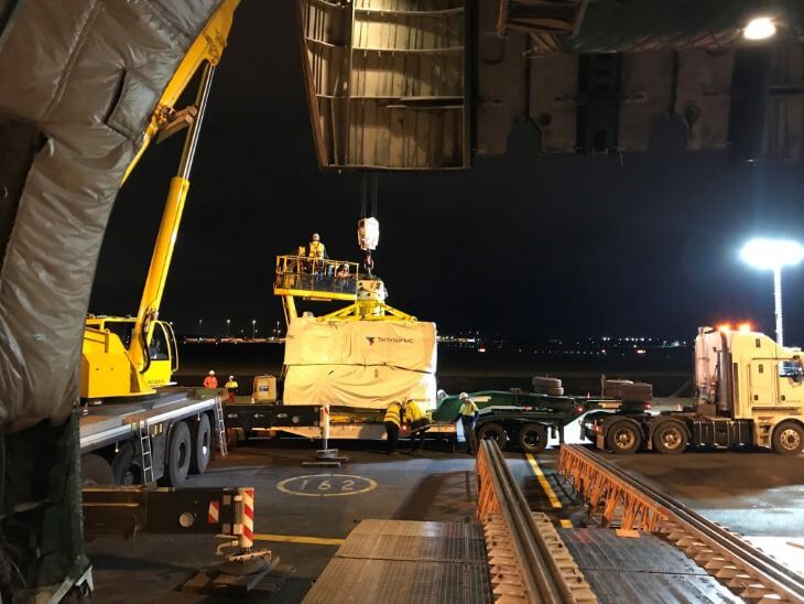 Placing a large cargo on the truck