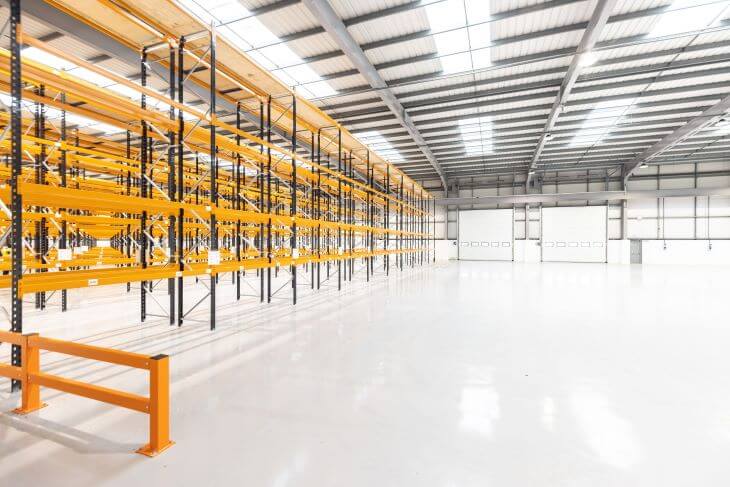 Warehouse with shelves