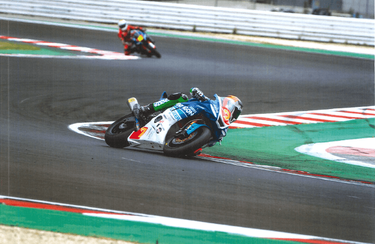 Motorcyclists are racing on the track