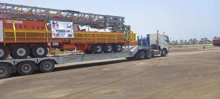 Crane on a large truck