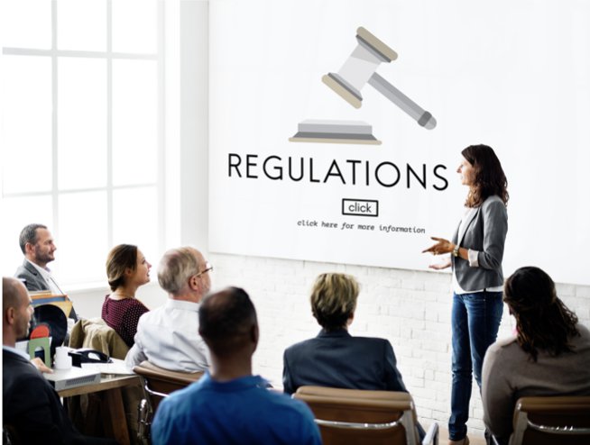 Woman showing a presentation to a group of people