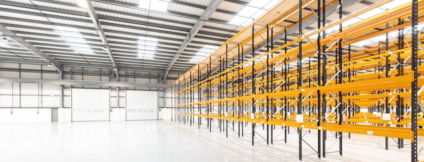 Warehouse with shelves