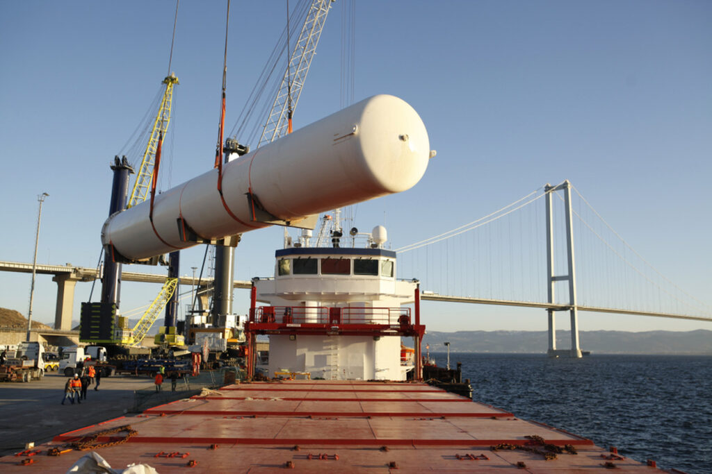 Cargo ship at sea