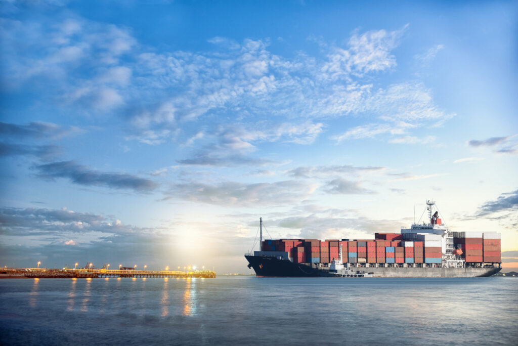 Cargo ship at sea