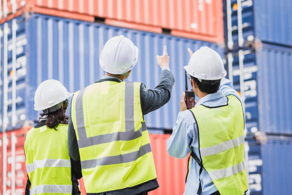 Workers at the port