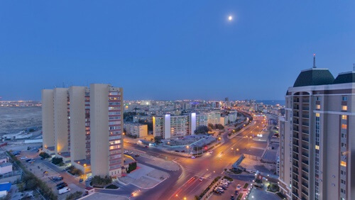 Aktau city view at night