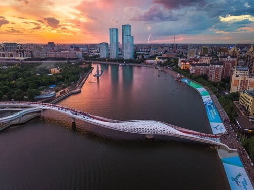 Bridge over the river in Atrau