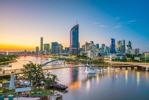 Brisbane city view at sunset