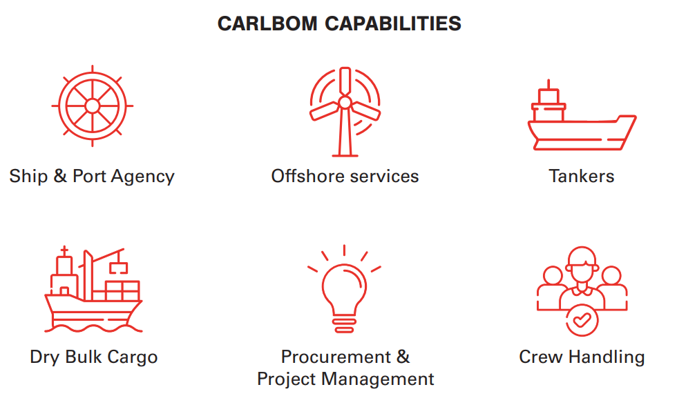 Graphic with icons showing Carlbom capabilities