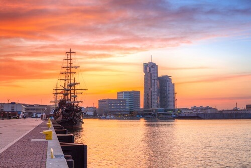 Gdynia city view at sunset