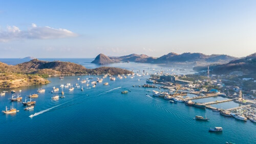 A port among the mountains in Labuan